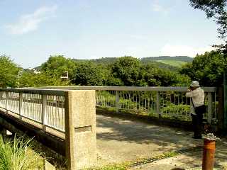 写真Ｔ４－３：嘗ての空堀の上に架かる若草大橋。