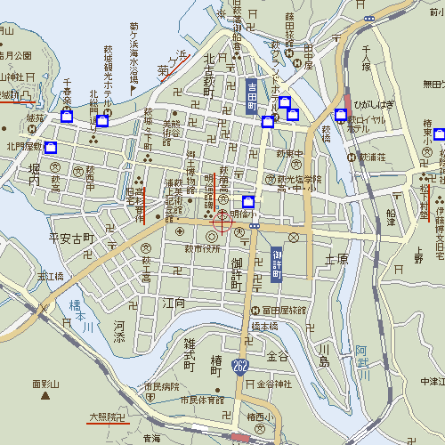 萩市の地図。