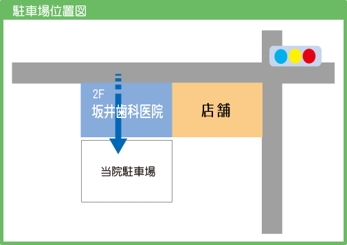 坂井歯科医院：駐車場の位置図
