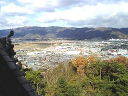 写真３−２：伊賀上野城の天守閣からの展望。