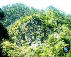 写真Ｗ６：亀岡市の山間部の屏風岩。