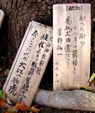 写真３－４：星野仙一と大江神社の献歌。