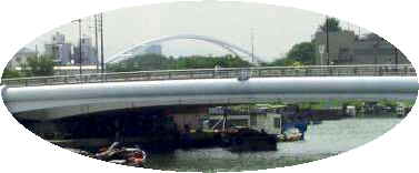 写真０：桜之宮公園春風橋から毛馬橋と長柄橋を望む。