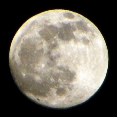 写真１０１２２０：Ｒ筑肥線の筑前深江駅で撮った満月に近い月。