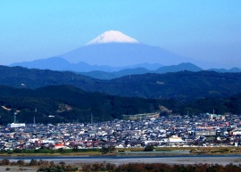 写真金谷富士：牧之原公園からの富士山の眺め。
