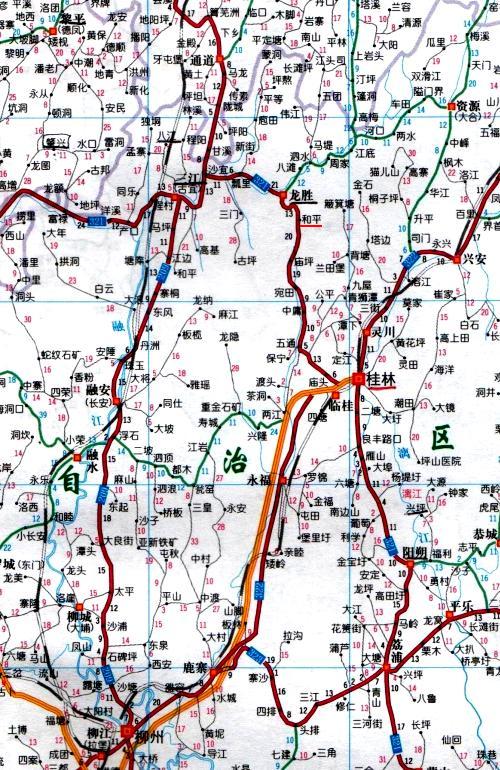 桂林地方の地図。