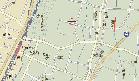 栃木県：下野国薬師寺の詳細地図。