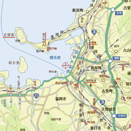 福岡市の地図。