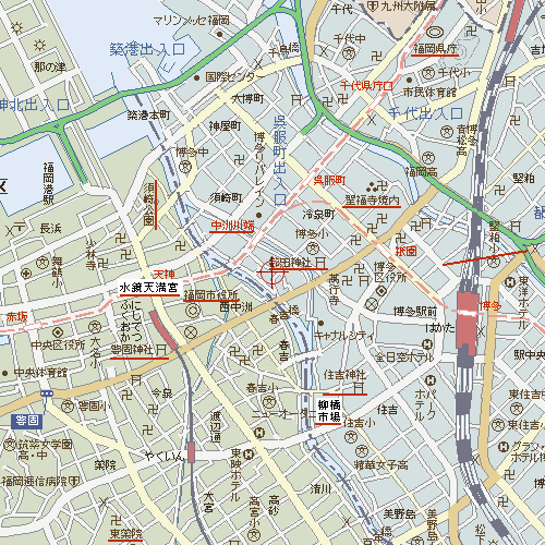 博多区の地図。