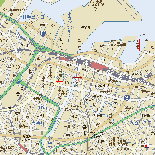 小倉北区の地図。