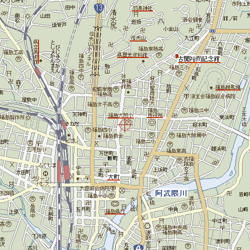 福島市の地図。