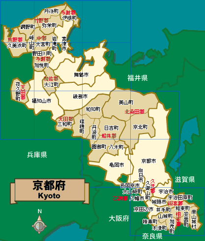 京都府の地図。