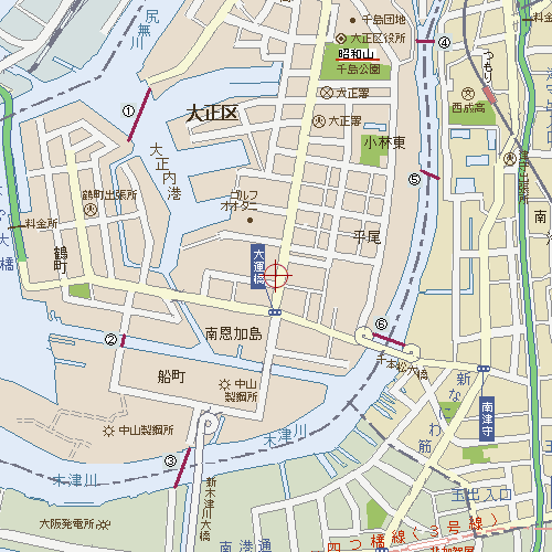 渡船場の地図−１（大正区）。