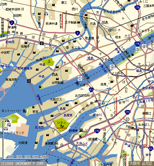 淀川の詳細地図−１。
