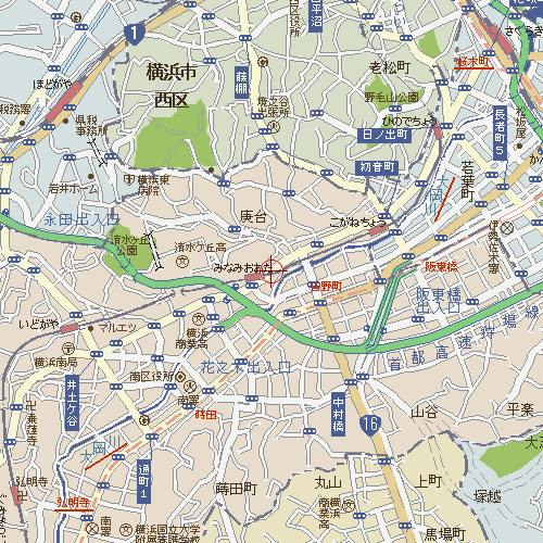 大岡川周辺の地図。