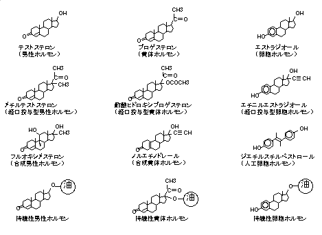 ホルモンの化学式図