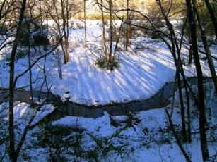中湿地の水路　雪