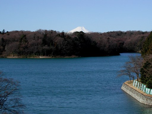 多摩湖橋の富士山