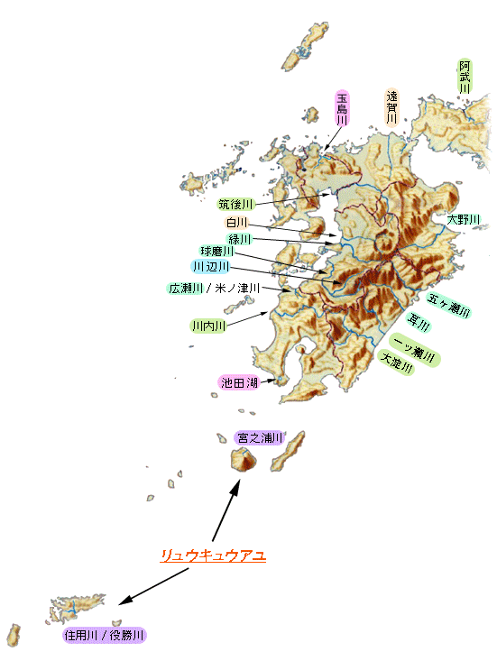 川の地図 九州