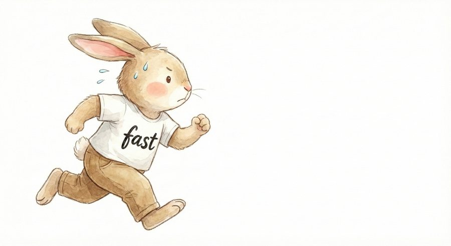 fastのTシャツで走るウサギのイラスト