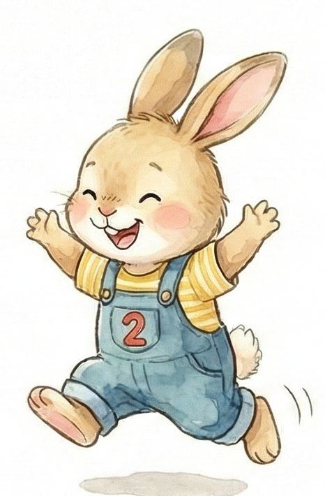 ジャンプする坪井英語塾のウサギキャラクター