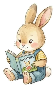 本を読むウサギのイラスト