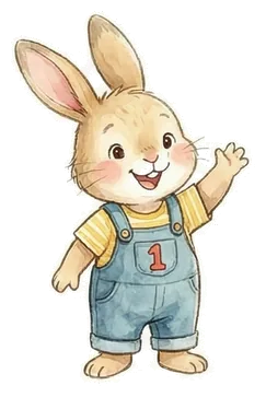 手を振るウサギのイラスト